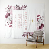 Rosa florale Erste Heilige Kommunion Foto Hintergr Wandteppich (Beispiel (Horizontal))