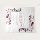 Rosa florale Erste Heilige Kommunion Foto Hintergr Wandteppich (Vorderseite (Horizontal))