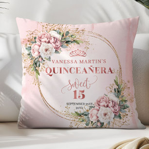 Rosa Florale Eukalyptus Geschenk Sweet 15th Kissen