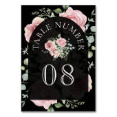 Rosa Florale Eukalyptus Schwarze Hochzeit Tischnummer (Rückseite)