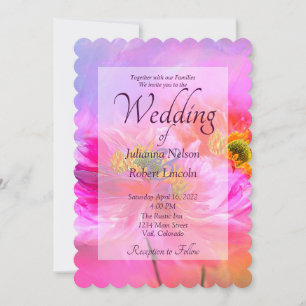 Rosa florale Fantasie-Hochzeitseinladung Einladung