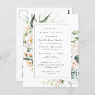 Rosa florale Feier zur Beerdigung des Lebens Postk Postkarte
