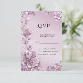 Rosa florale Foliage RSVP-Karte RSVP Karte (Stehend Vorderseite)