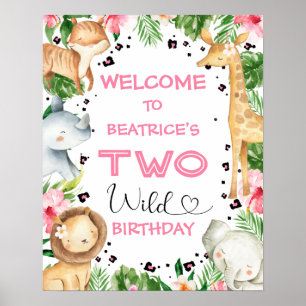 Rosa florale Foliage Safari Geburtstag Begrüßungsz Poster