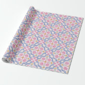 Rosa florale Folk-Babyshower-Geschenkpapier Geschenkpapier (Ungerollt)