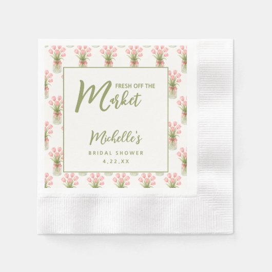 Rosa florale Frisch vom Markt Brautdusche Serviette (Vorderseite)