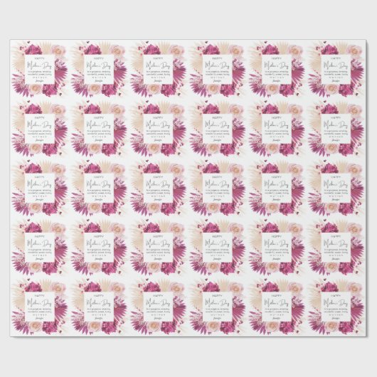 Rosa florale Fröhlichkeit Muttertag Weiß Hintergru Geschenkpapier (Flach)