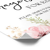 Rosa florale Gebete für Babysignatur Poster (Ecke)