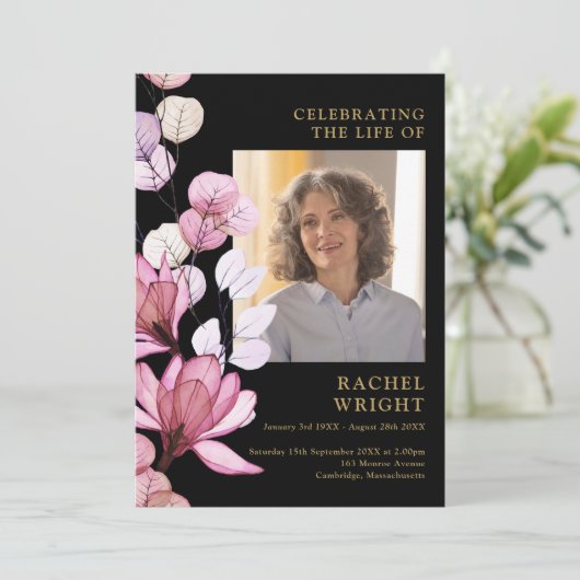 Rosa florale Gedenkfeier Programm (Stehend Vorderseite)