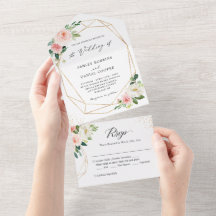Rosa florale geometrische Hochzeit (kein Umschlag