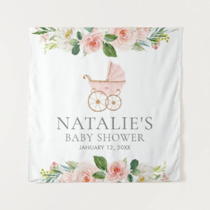 Rosa florale Girl Babydusche Hintergrund Tapisseri Wandteppich