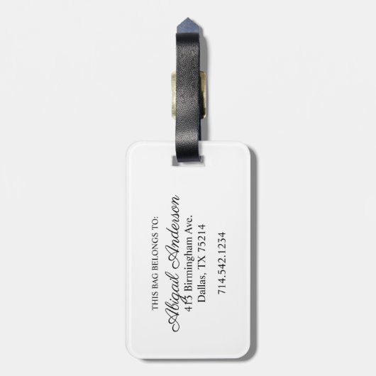 Rosa florale Girly Monogram Letter A Gepäckanhänger (Rückseite vertikal)