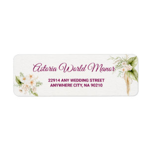 Rosa Florale Gold Geometrische Hochzeitsadresse 