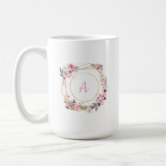 Rosa florale gold geometrische Tasse (Links)