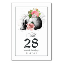 Rosa florale Gothic Skull-Tischnummer