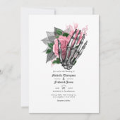 Rosa florale Gothic Wedding QR Code Einladung (Vorderseite)