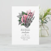 Rosa florale Gothic Wedding QR Code Einladung (Stehend Vorderseite)