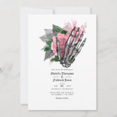 Rosa florale gotische Hochzeitseinladung Einladung (Vorderseite)