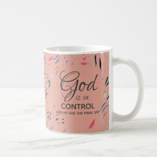 Rosa florale GOTT IST IN KONTROLLE Christliche Cus Kaffeetasse