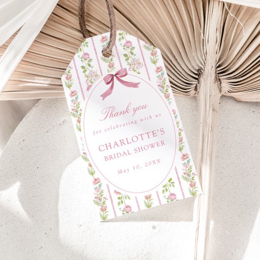 Rosa Florale Grandmillennial-Brautparty Geschenkanhänger