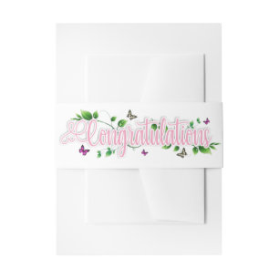 Rosa florale Gratulations-Einladung Bauchbinde Einladungsbanderole