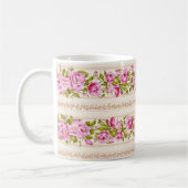 Rosa, florale Grenze mit Tinten rosa Blume Kaffeetasse (Links)