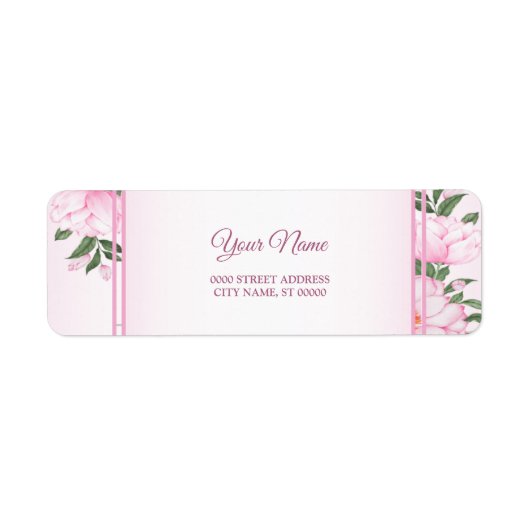 Rosa florale grüne Blätter Hochzeit Rücksendeadres (Vorne)