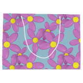 Rosa florale Happy Birthday Große Geschenktasche Geschenktüte (Rückseite)