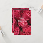 Rosa florale Happy Valentine's Day Card Karte (Vorderseite/Rückseite Beispiel)
