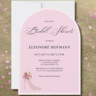 Rosa florale High Heels Brautparty-Einladung Einladung