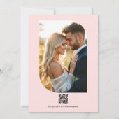 Rosa Florale Hochzeit mit Foto und QR-Code Einladung (Rückseite)