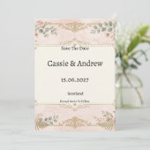 Rosa Florale Hochzeit Save The Date (Stehend Vorderseite)