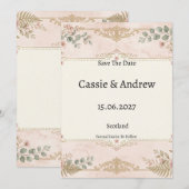 Rosa Florale Hochzeit Save The Date (Vorne/Hinten)
