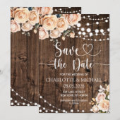 Rosa Florale Hochzeit - Save the Date Einladung (Vorne/Hinten)