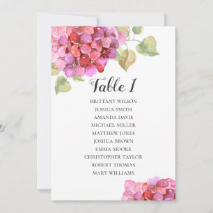 Rosa florale Hochzeit Sitzplan. Tischplan Einladung