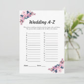 Rosa florale Hochzeitkarte A-Z Brautparty Einladung (Stehend Vorderseite)