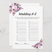 Rosa florale Hochzeitkarte A-Z Brautparty Einladung (Vorne/Hinten)