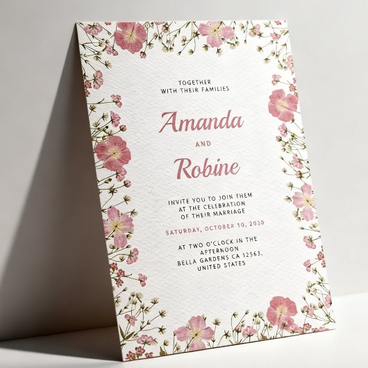 Rosa Florale Hochzeits-Einladung Einladung