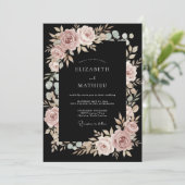 Rosa Florale Hochzeitsbogen Romantik Einladung (Stehend Vorderseite)