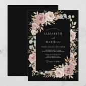 Rosa Florale Hochzeitsbogen Romantik Einladung (Vorne/Hinten)