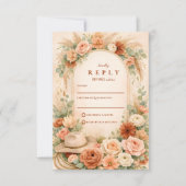 Rosa Florale Hochzeitsbogen RSVP Karte (Vorderseite)