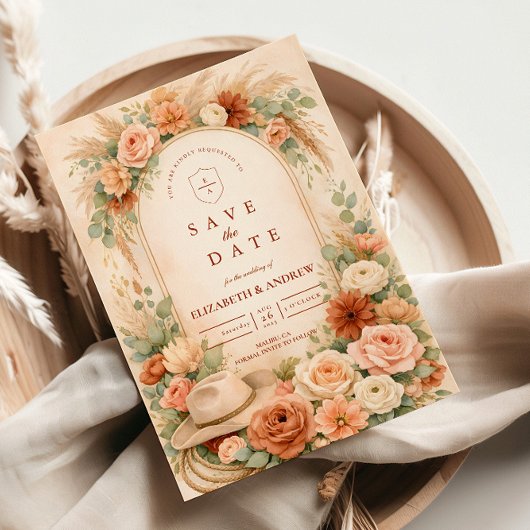 Rosa Florale Hochzeitsbogen Save The Date