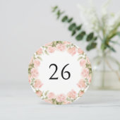 Rosa Florale Hochzeitsdusche-Tischnummer Einladung (Stehend Vorderseite)