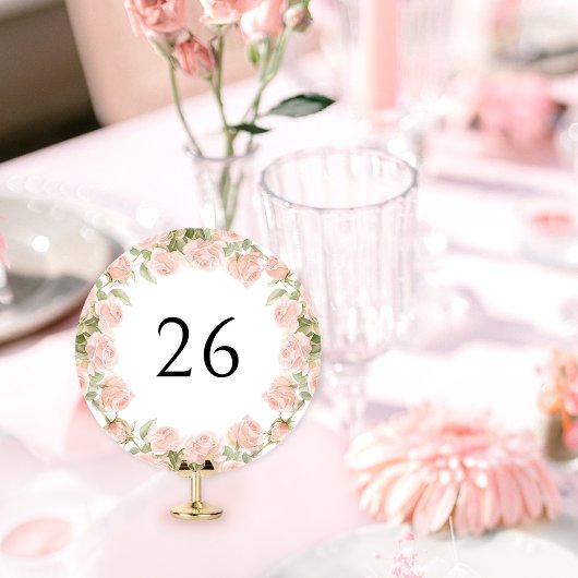 Rosa Florale Hochzeitsdusche-Tischnummer Einladung