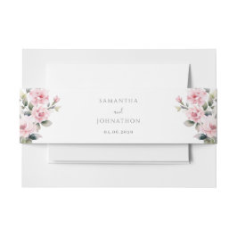 Rosa florale Hochzeitsfeier Einladung Bauchband Einladungsbanderole
