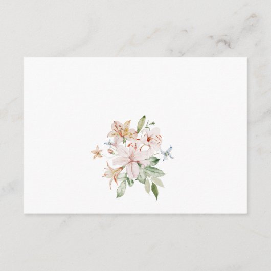 Rosa florale Hochzeitskarte Begleitkarte (Rückseite)