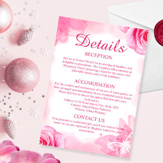 Rosa florale Hochzeitskarte Einladung