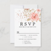 Rosa florale Hochzeitskarte RSVP, Wahlmöglichkeite RSVP Karte (Vorderseite)