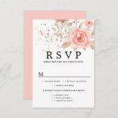 Rosa florale Hochzeitskarte RSVP, Wahlmöglichkeite RSVP Karte (Vorne/Hinten)