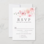 Rosa florale Hochzeitskarte RSVP, Wahlmöglichkeite RSVP Karte (Vorderseite)